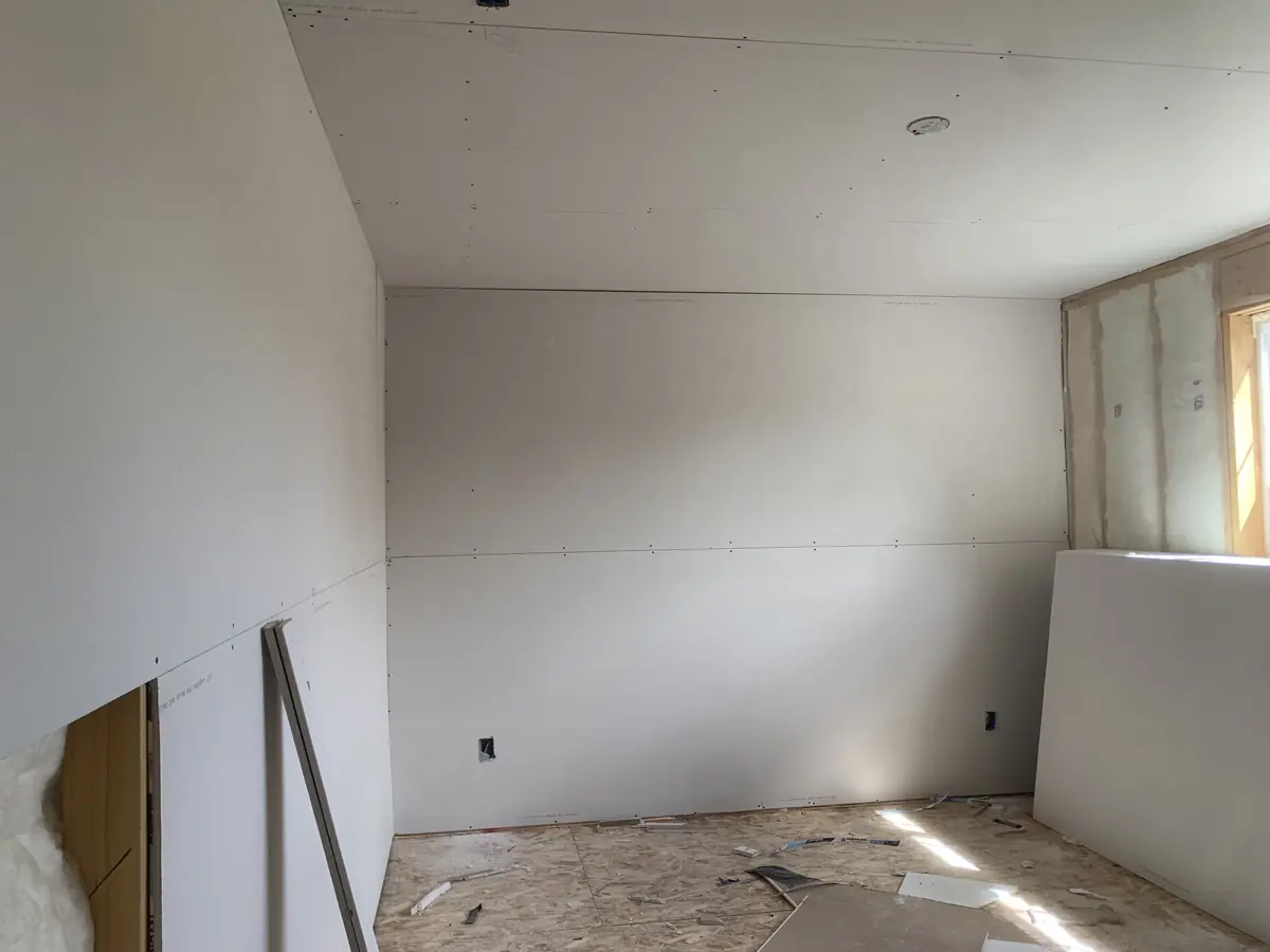 Level 4 drywall finish on interior walls of an Arvada, CO new build